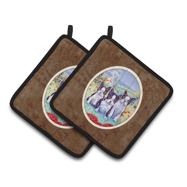 Carolines Treasures Boston Terrier Trio Pair of Pot Holders - 7005PTHD