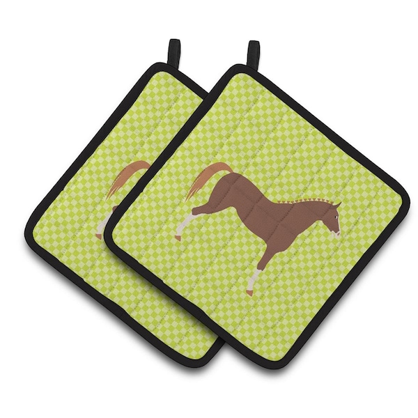 Carolines Treasures Hannoverian Horse Green Pair of Pot Holders - BB7735PTHD