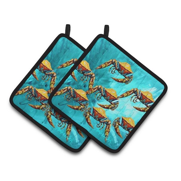 Carolines Treasures Crab Lotta Crabs Pair of Pot Holders, 7.5 x 3 x 7.5 in. - MW1140PTHD
