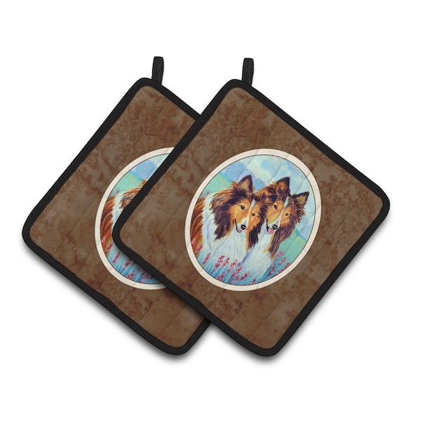 Carolines Treasures Sable Shelties Double Trouble Pair of Pot Holders - 7086PTHD