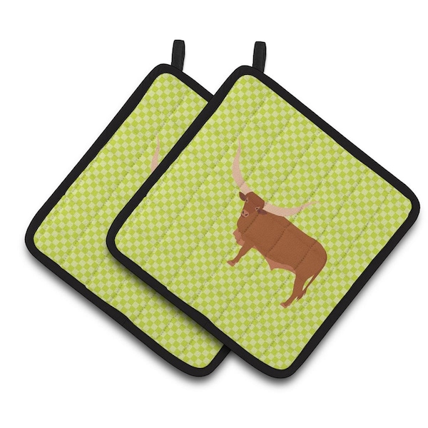 Carolines Treasures Ankole-Watusu Cow Green Pair of Pot Holders - BB7649PTHD