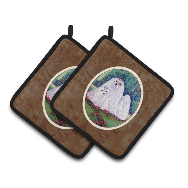 Carolines Treasures Maltese Momma & Puppy Pair of Pot Holders - 7104PTHD