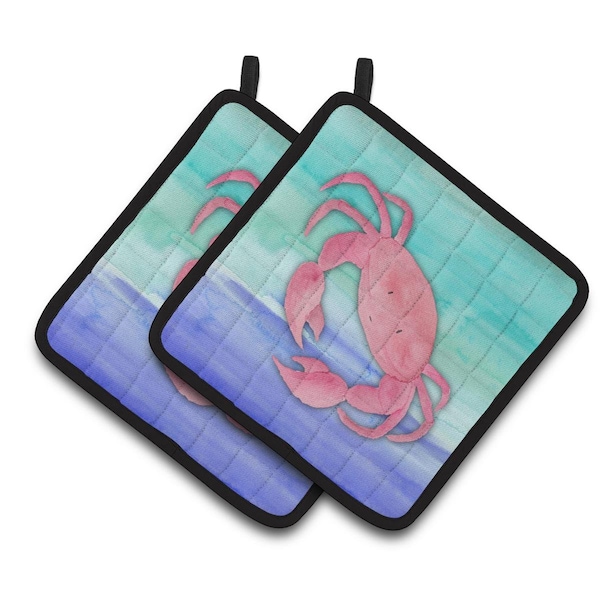 Carolines Treasures Crab Watercolor Pair of Pot Holders - BB7420PTHD