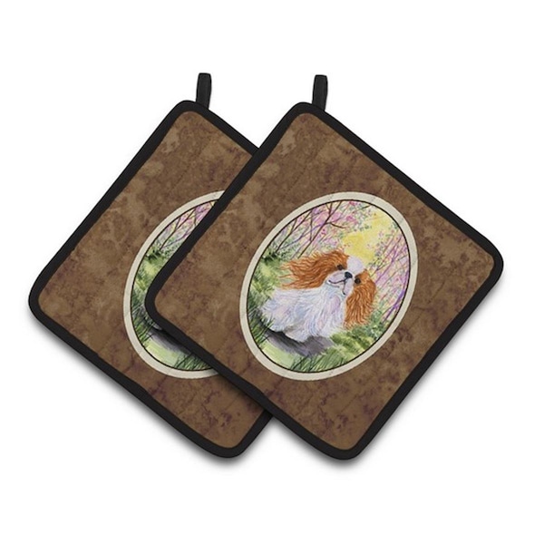 Carolines Treasures English Toy Spaniel Pair of Pot Holders, 7.5 x 3 x 7.5 in. - SS8613PTHD