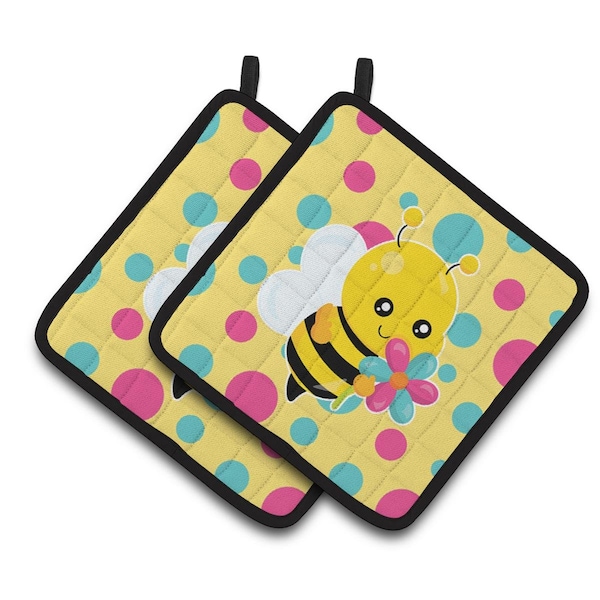 Carolines Treasures Bee With Flower Pair of Pot Holders - BB7097PTHD