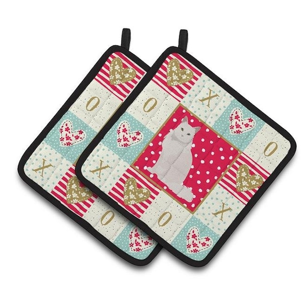 Carolines Treasures Carolines Treasures CK5751PTHD 7.5 x 7.5 in. Chantilly Tiffany Cat Love Pair of Pot Holders - CK5751PTHD