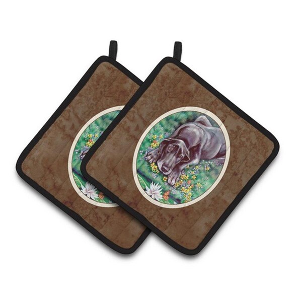 Carolines Treasures Blue Great Dane Pair of Pot Holders, 7.5 x 3 x 7.5 in. - 7235PTHD
