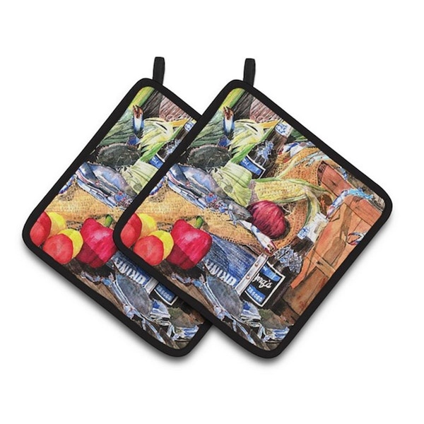 Carolines Treasures Barqs and Crabs Pair of Pot Holders, 7.5 x 3 x 7.5 in. - 8538PTHD