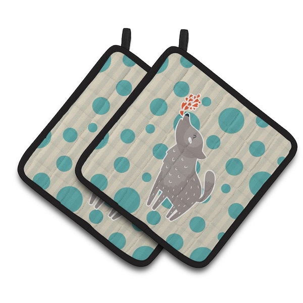Carolines Treasures Wolf Love Pair of Pot Holders - BB6752PTHD