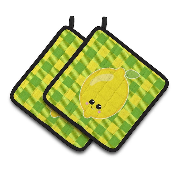 Carolines Treasures Lemon Face Pair of Pot Holders - BB7055PTHD