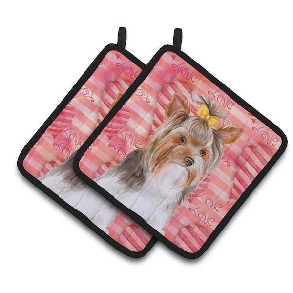 Carolines Treasures Yorkshire Terrier No 2 Love Pair of Pot Holders - BB9810PTHD