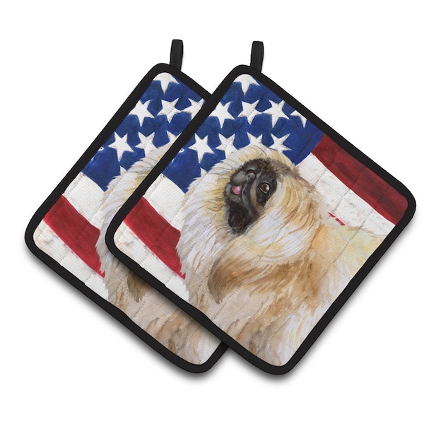 Carolines Treasures Pekingese Patriotic Pair of Pot Holders - BB9681PTHD