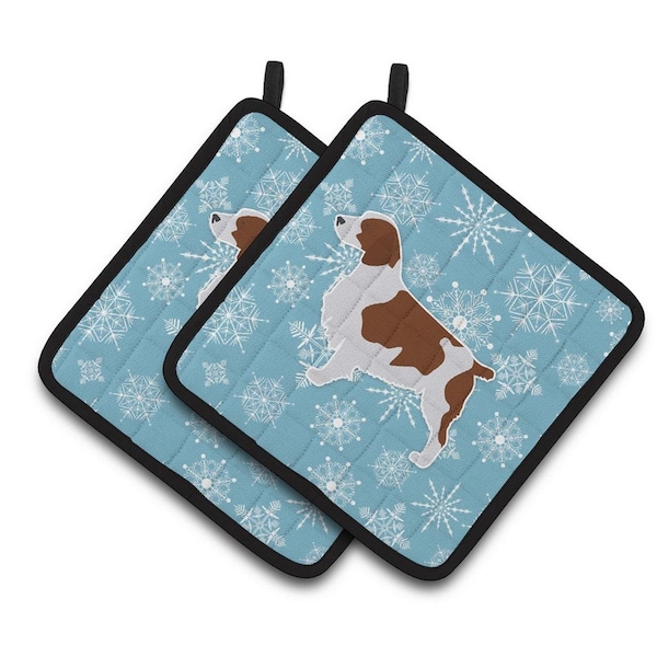 Carolines Treasures Winter Snowflake Welsh Springer Spaniel Pair of Pot Holders - BB3500PTHD