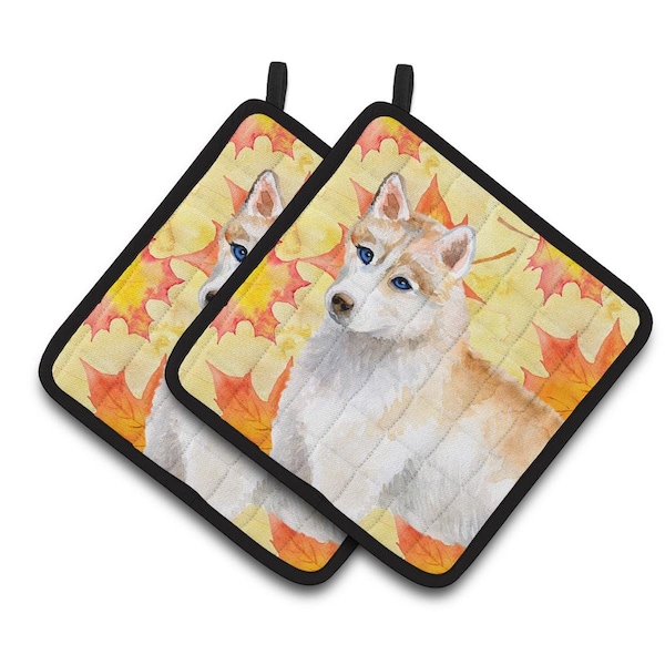 Carolines Treasures Siberian Husky Fall Pair of Pot Holders - BB9916PTHD