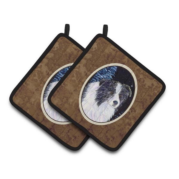 Carolines Treasures Starry Night Border Collie Pair of Pot Holders, 7.5 x 3 x 7.5 in. - SS8558PTHD