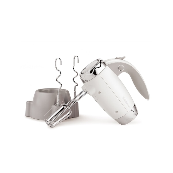 Betty Crocker Hand Blender 7 Speed, 250 Watt Electric Mixer with Beaters and Dough Hooks, White - BC-4208W
