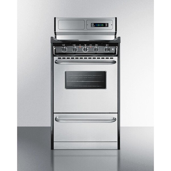 Summit Appliance Div. Summit-Deluxe 220V Electric Range, Slim 20"W, Stainless Steel Doors - TEM130BKWY