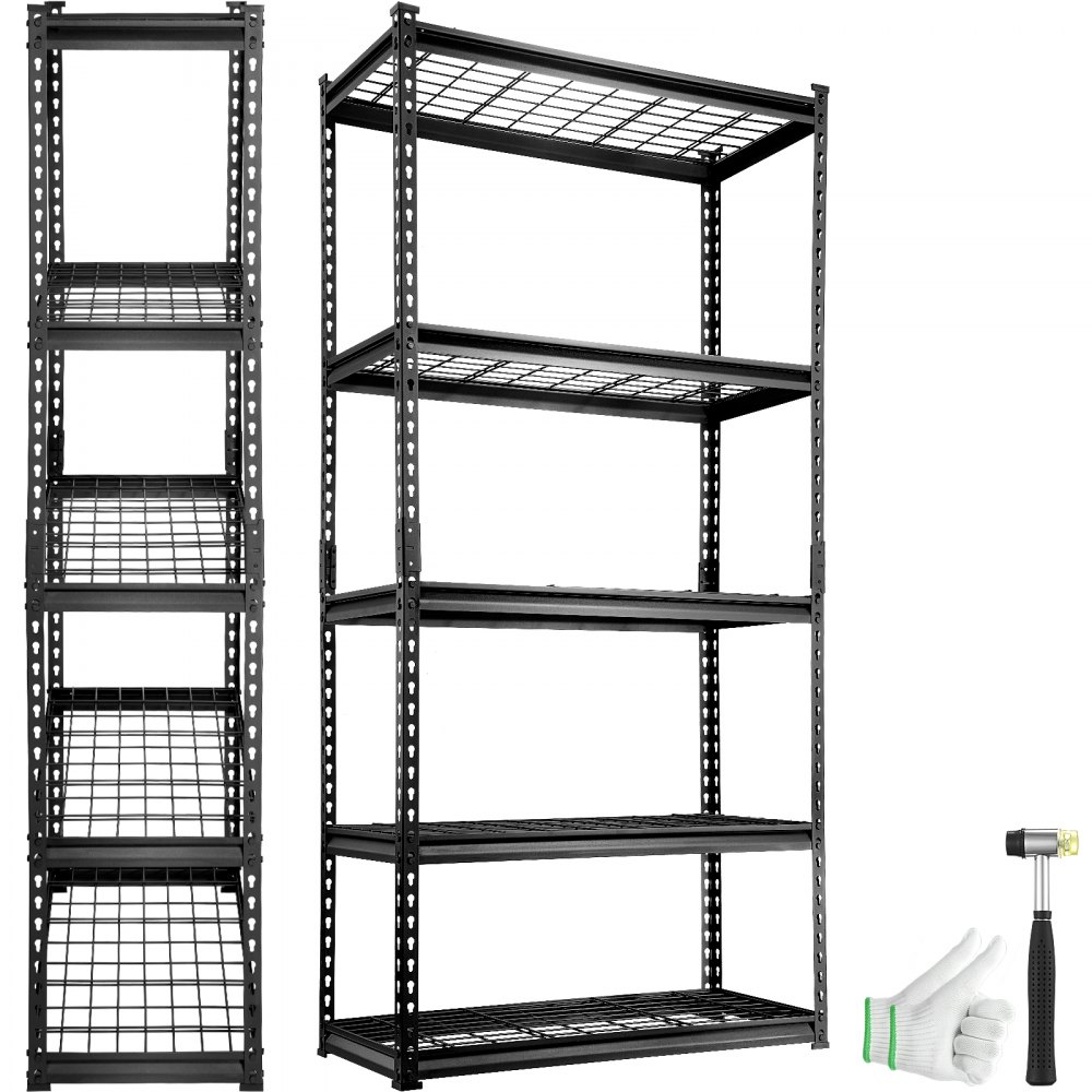 VEVOR Storage Shelving Unit, 5-Tier Adjustable, 2000 lbs Capacity, Heavy Duty Garage Shelves Metal Organizer Wire Rack, Black, 36" L x 16" W x 72" H for Kitchen Pantry Basement Bathroom Laundry Closet - XLZLKHJCL16DX33EEV0