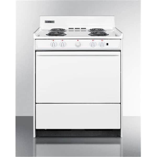 Summit Summit WEM2171Q 30 in. Coil-Top HUD Approved Electric Range with Cord & Indicator Lights - White - WEM2171Q
