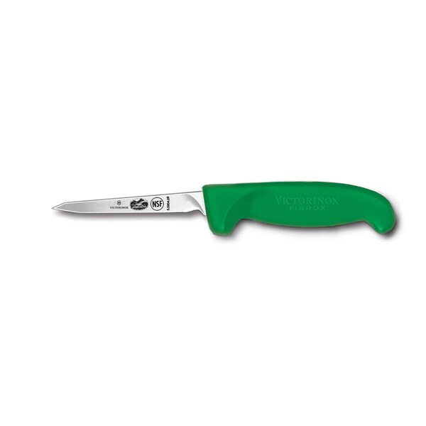 Swiss Army Brands Kitchen Fibrox Pro - Haccp Green Poultry - Small Handle, 30.25In Slant-Point, Vent Boning Blade - VIC-5.5904.08