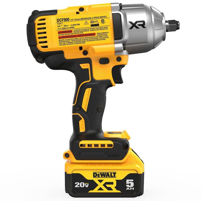 Juego de llave de impacto inalámbrica DEWALT 20V MAX de iones de litio de 1/2 pulgada - DCF900P1