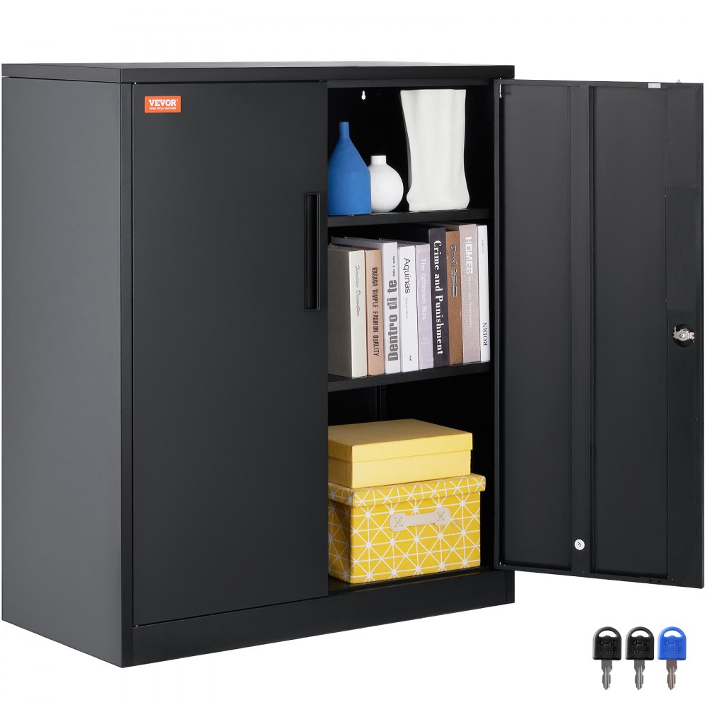 VEVOR Metal Storage Cabinet with 2 Magnetic Doors and 2 Adjustable Shelves, 200 lbs Capacity per Shelf, Locking Steel Storage Cabinet, 42'' Metal Cabinet with 3 Keys, for Home, Office, Garage - ZXCWJCQHY3180B55IV0