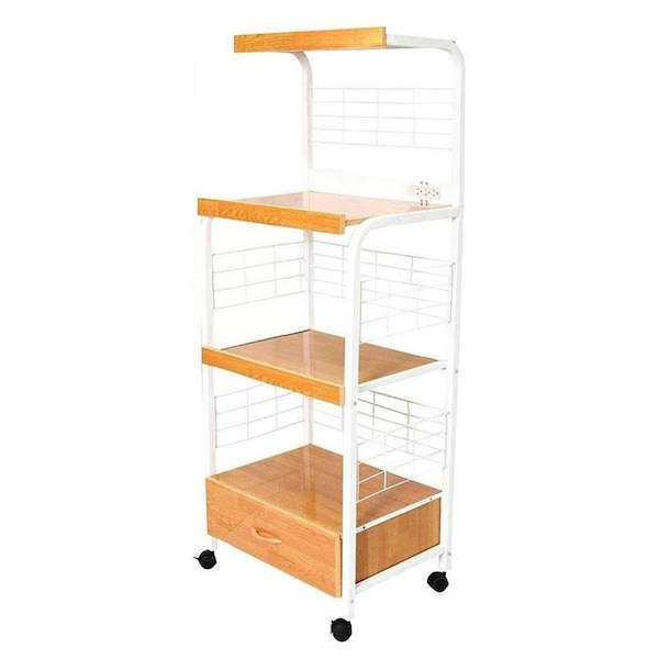 Gfancy Fixtures Mod White & Natural Microwave Kitchen Cart - GF3089716