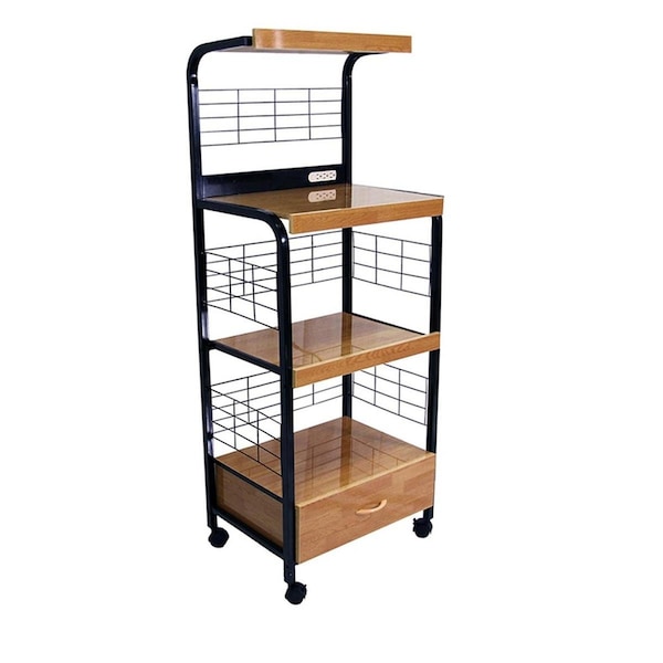 Gfancy Fixtures Mod Black & Natural Microwave Kitchen Cart - GF3095895