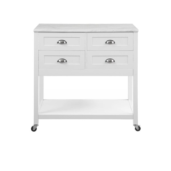 Kd Aparador 36.25 x 36 x 20 in. Connell Kitchen Island & Cart, White - KD3039278