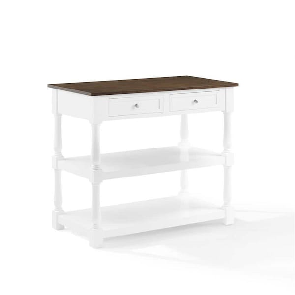 Kd Aparador Caitlyn Wood Top Kitchen Island, White - KD3043590