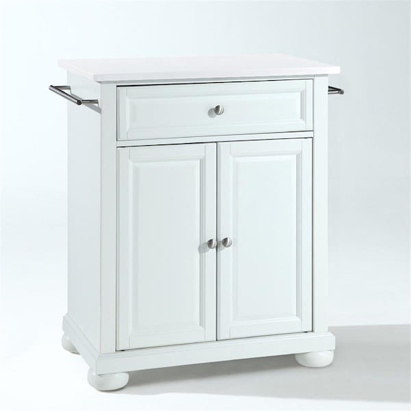 Kd Americana Alexandria Granite Top Portable Kitchen Island Cart, White - KD3049064
