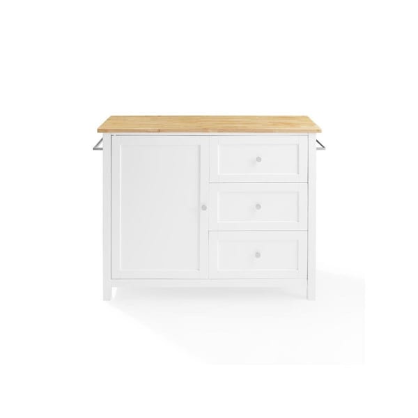 Kd Vestidor 37.5 x 42.13 x 18.13 in. Wood Top Kitchen Island & Cart, White - KD3043588