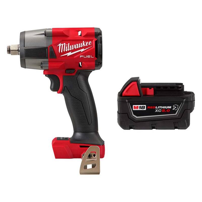 Milwaukee M18 FUEL Gen-2 18V Impacto inalámbrico de medio torque sin escobillas de 1/2 pulg. con batería de iones de litio de 5.0 ah resistente - 2962-20-48-11-1850R