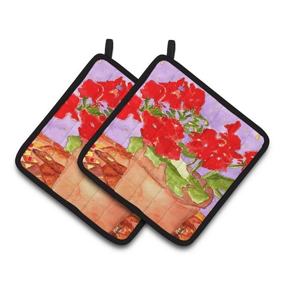 Carolines Treasures Flower - Geranium Pair of Pot Holders, 7.5 x 3 x 7.5 in. - RDR2004PTHD