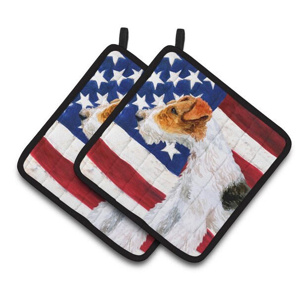 Carolines Treasures Fox Terrier Patriotic Pair of Pot Holders - BB9650PTHD