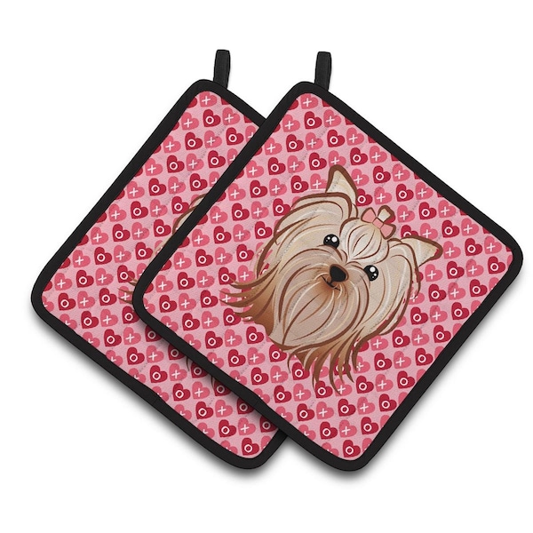 Carolines Treasures Yorkie Yorkishire Terrier Hearts Pair of Pot Holders - BB5274PTHD