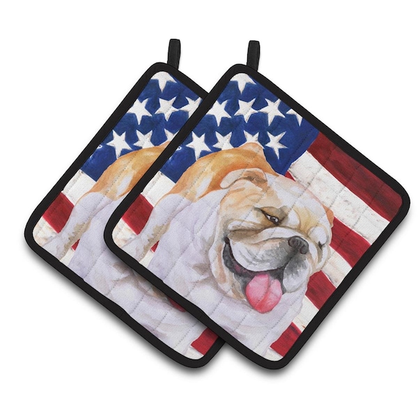 Carolines Treasures English Bulldog Patriotic Pair of Pot Holders - BB9639PTHD