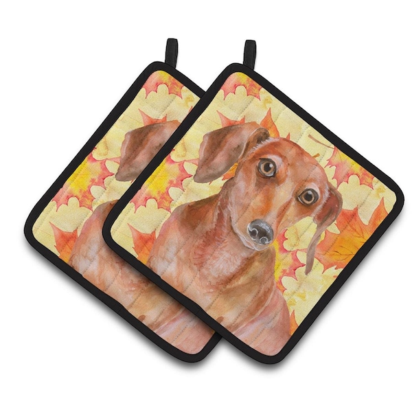 Carolines Treasures Red Dachshund Fall Pair of Pot Holders - BB9968PTHD