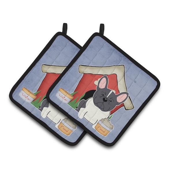 Carolines Treasures Dog House Collection French Bulldog Black and White Pair of Pot Holders - BB2766PTHD