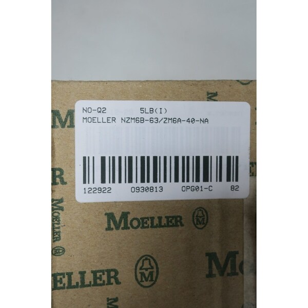 Moeller Molded Case Circuit Breaker, 40A, 3 Pole, 600V AC - NZM6B-63/ZM6A-40-NA