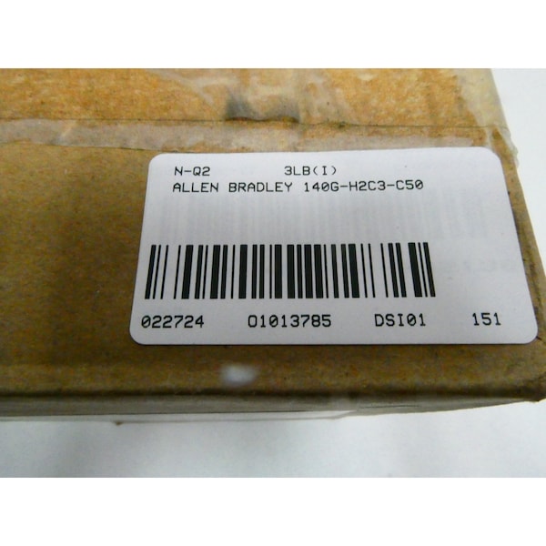 Allen Bradley Circuit Breaker, 140G Series, 50A, 3 Pole, 600V AC, 65kA at 240V AC - 140G-H2C3-C50