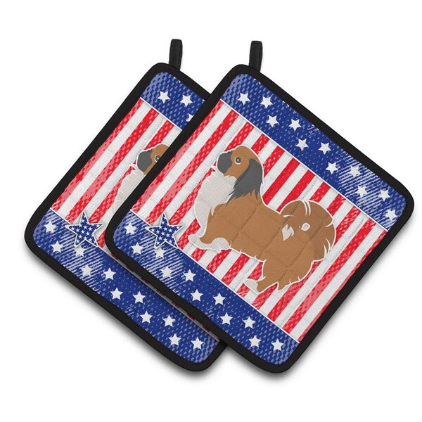 Carolines Treasures USA Patriotic Pekingese Pair of Pot Holders - BB3338PTHD