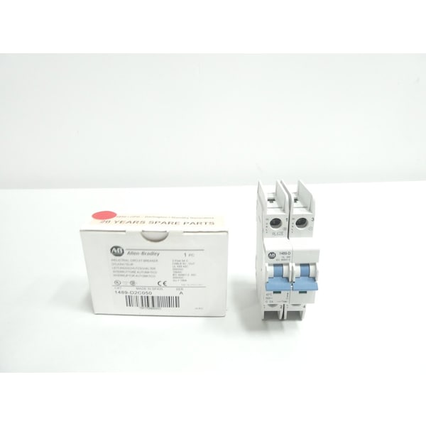 Allen Bradley Miniature Circuit Breaker, 1489-D Series, 5A, 2 Pole, Not Rated, C Curve - 1489-D2C050
