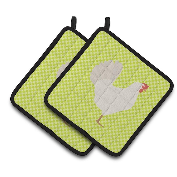 Carolines Treasures Leghorn Chicken Green Pair of Pot Holders - BB7666PTHD