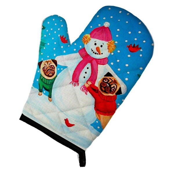 Carolines Treasures Snowman with Pug Winter Snowman Oven Mitt - 7115OVMT