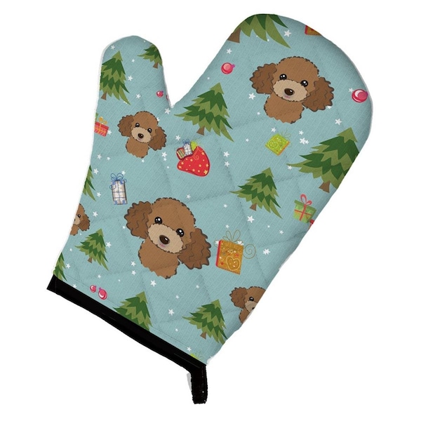 Carolines Treasures Christmas Chocolate and Brown Poodle Oven Mitt - BB5045OVMT