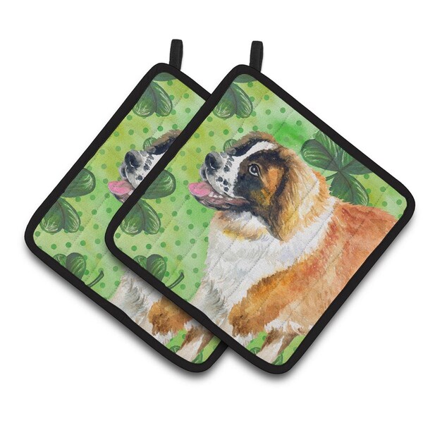 Carolines Treasures Saint Bernard St.Patricks Pair of Pot Holders - BB9853PTHD