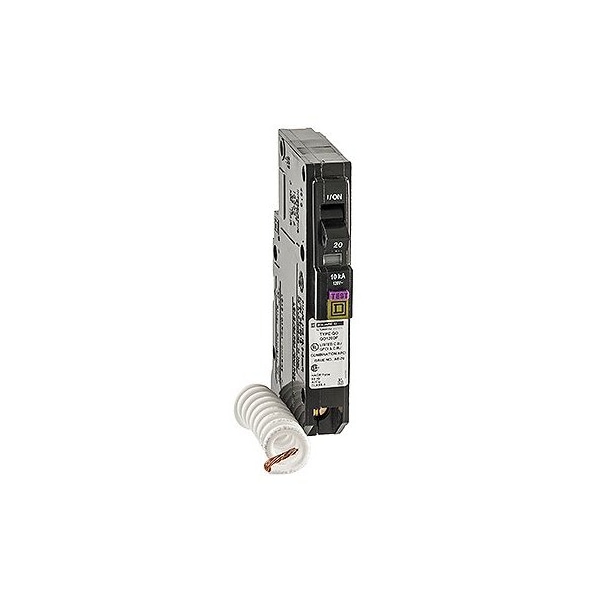 Square D Combination Circuit Breaker, QO Series, 20A, 1 Pole, 120V AC, 10kA at 120V AC - QO120DFC