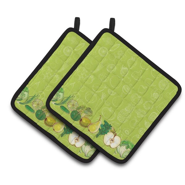 Carolines Treasures Fruits and Vegetables in Green Pair of Pot Holders - BB5135PTHD