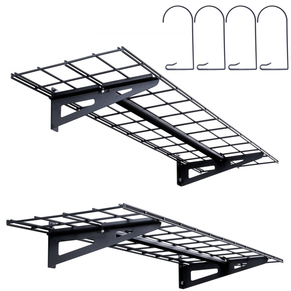 VEVOR Garage Storage Shelving, 2 Pack, 4 x 1 ft Heavy Duty Garage Shelves Wall Mounted, 400 lbs Load Capacity(Total) Garage Storage Rack Floating Shelves, Suitable for Shop, Shed, Garage Storage - QXCKGBDHSSC48L638V0